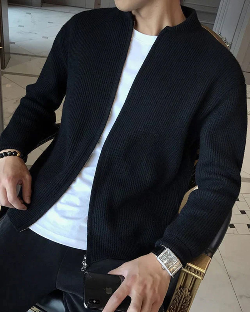 Men's Zip-Up Knit Cardigan