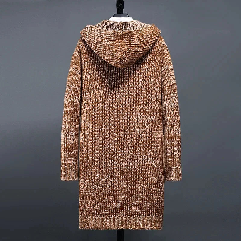 Men's Wool Knit Vest with Hood and Ribbed Cuffs