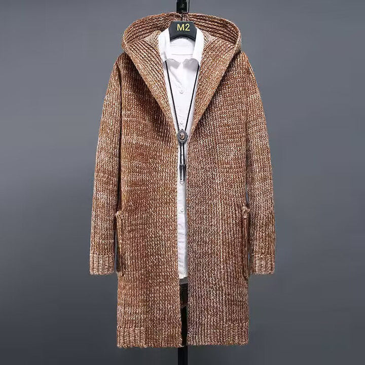 Men's Wool Knit Vest with Hood and Ribbed Cuffs