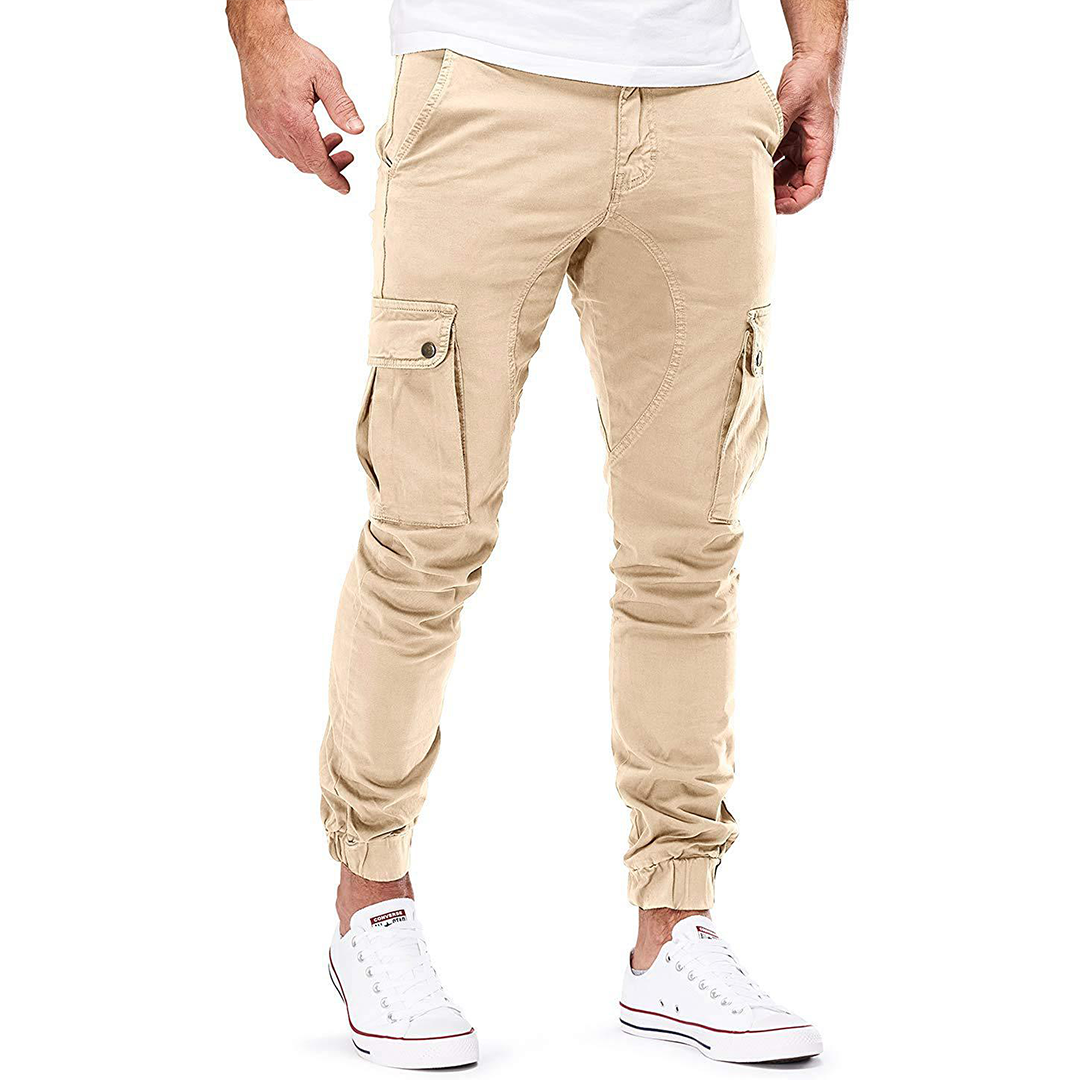Men's Cargo Pants with Elastic Cuffs and Pockets
