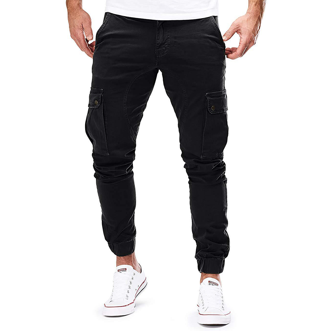 Men's Cargo Pants with Elastic Cuffs and Pockets