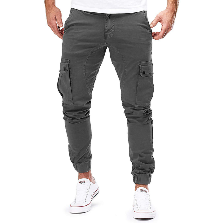 Men's Cargo Pants with Elastic Cuffs and Pockets