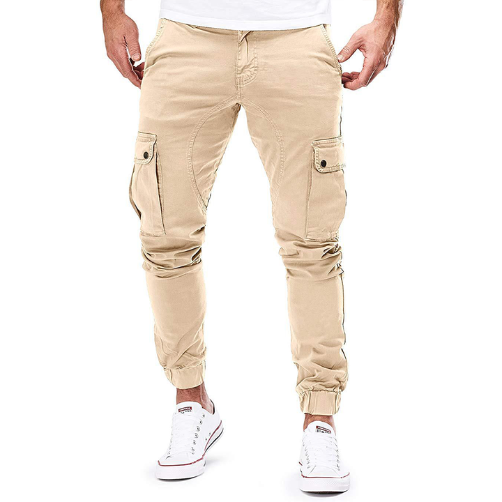 Men's Cargo Pants with Elastic Cuffs and Pockets