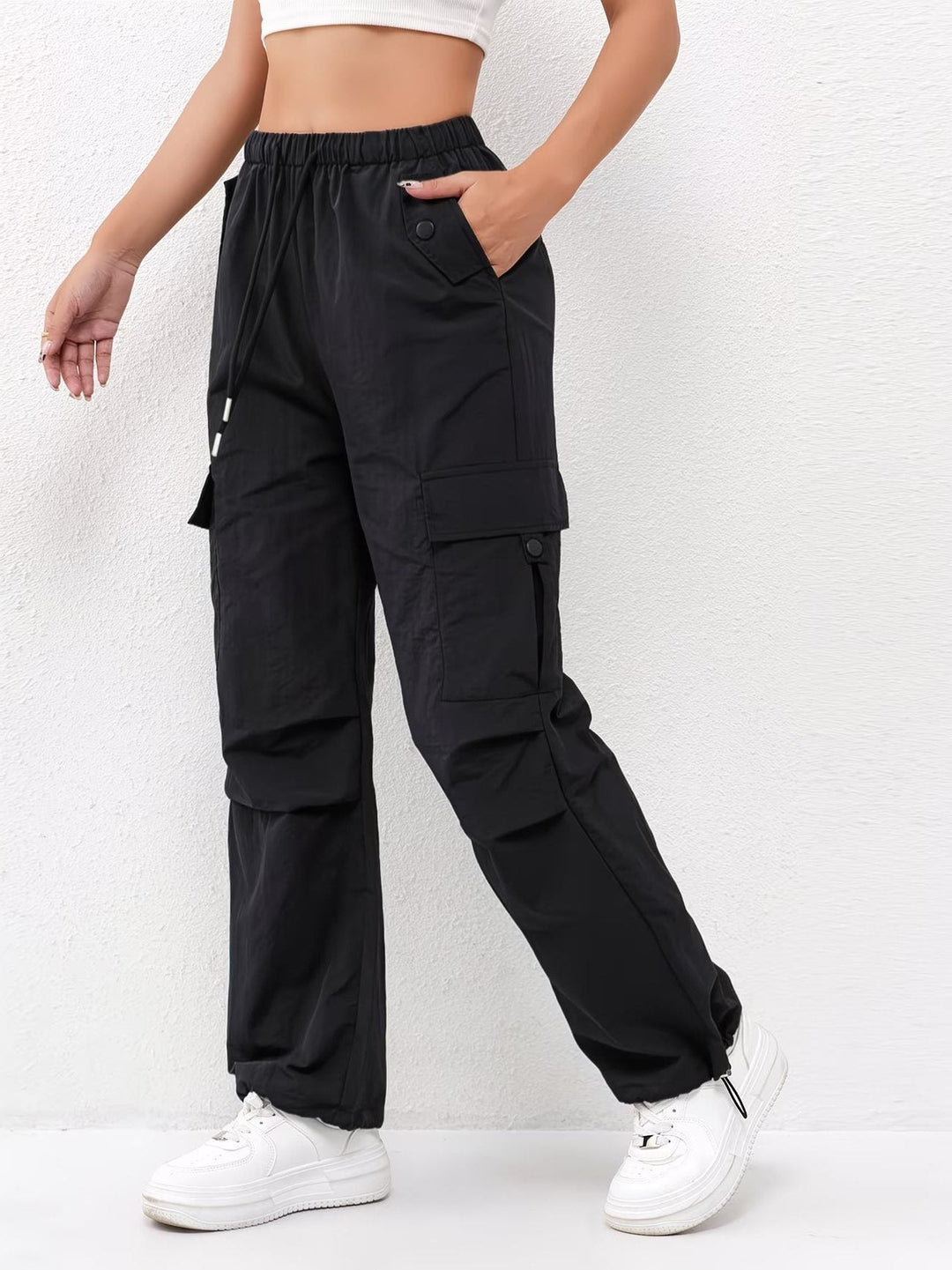 Cargo Parachute Pants with Wide Legs for Women