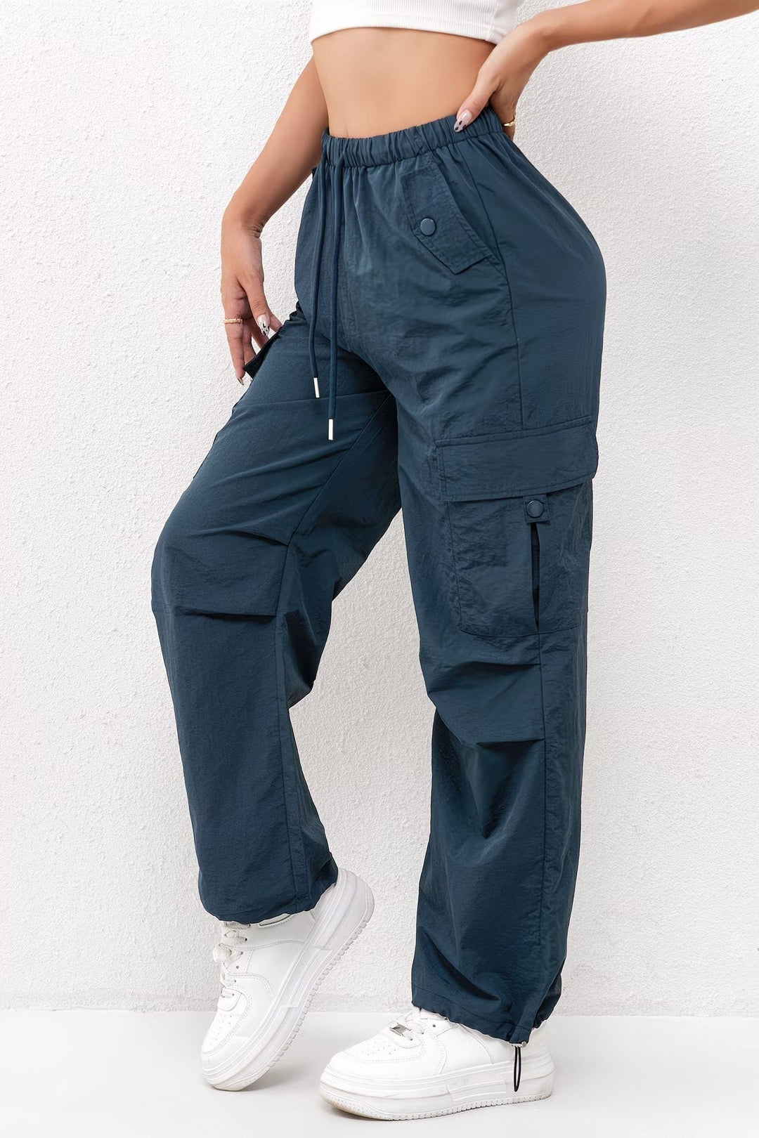Cargo Parachute Pants with Wide Legs for Women