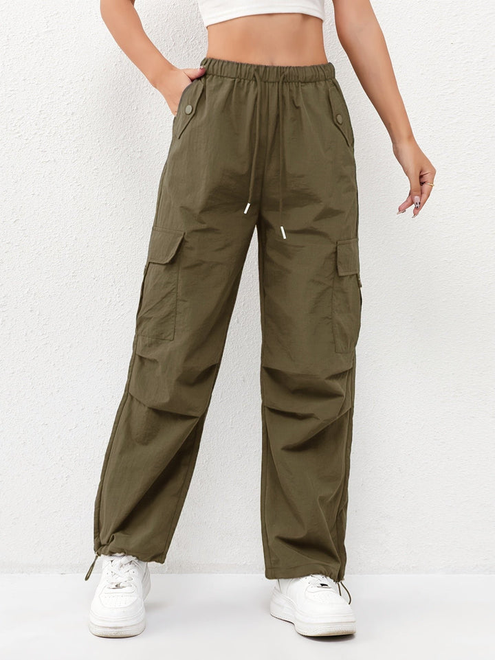 Cargo Parachute Pants with Wide Legs for Women