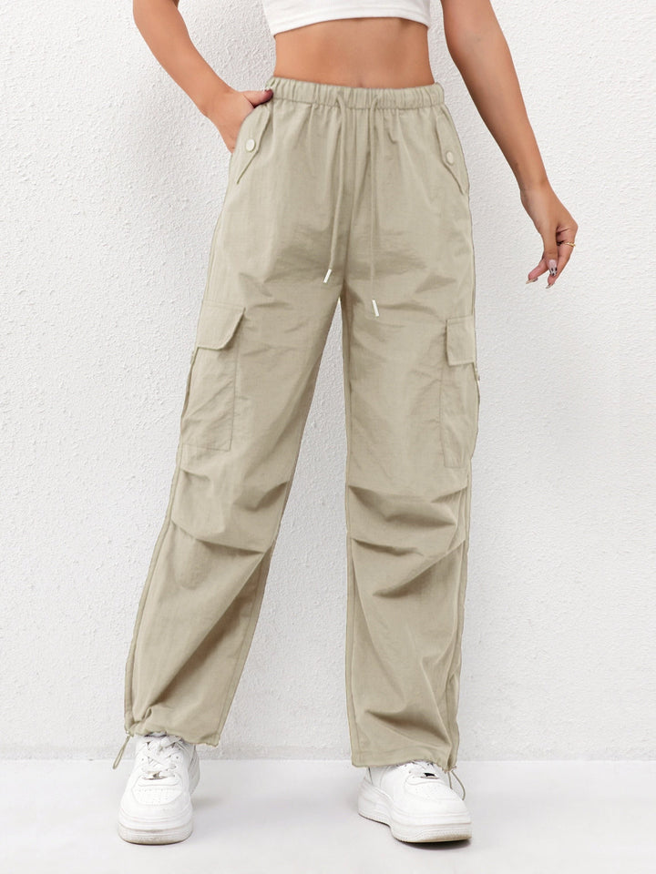Cargo Parachute Pants with Wide Legs for Women