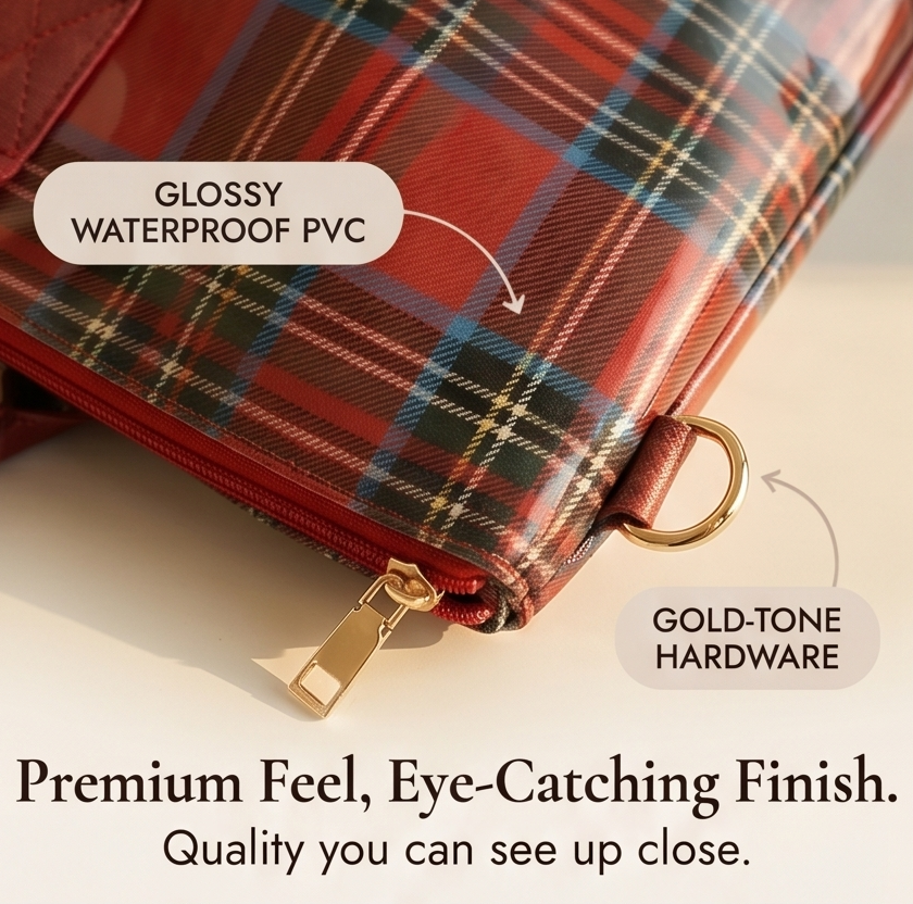 Carroway Glossy Checkered Tote Bag - Elena Harper