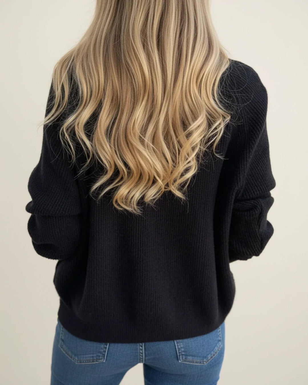 Casual Ribbed Half-Zip Sweater with Folded Collar for Women