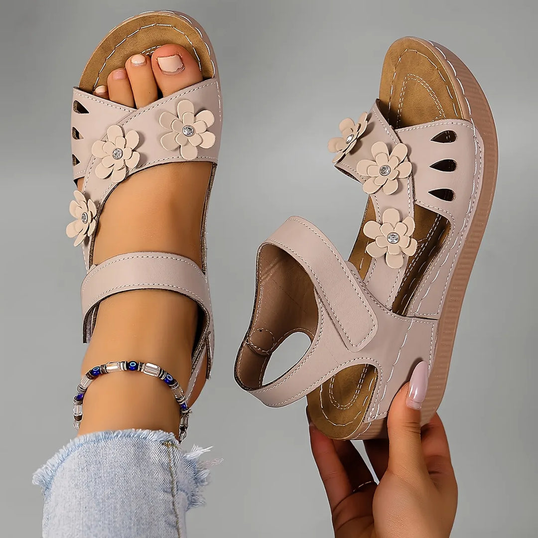 Ambella Comfortable Floral Sandals with Wedge Heel, view 5 - Elena Harper