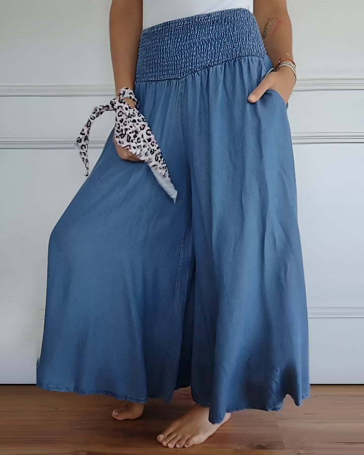 Women's Flowy Smocked Maxi Skirt with Pockets - Effortless Style