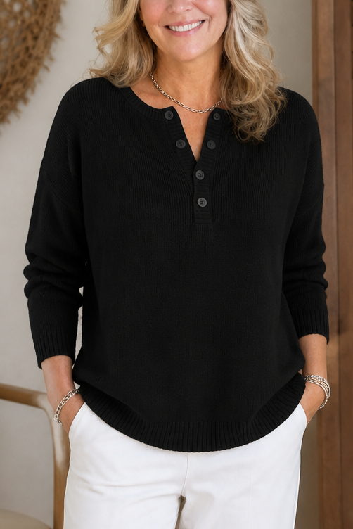Elena | Timeless V-Neck Sweater Made of Soft Cotton Knit