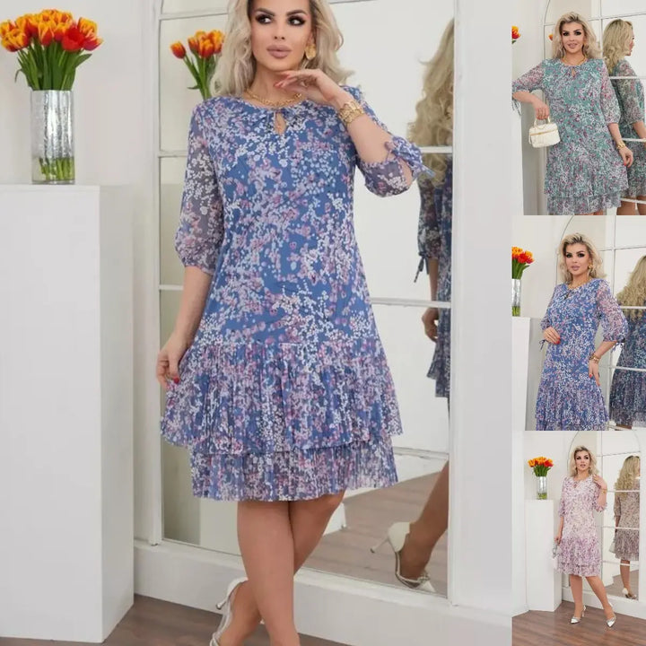 Elegant Floral Ruffled Dress for Spring and Summer