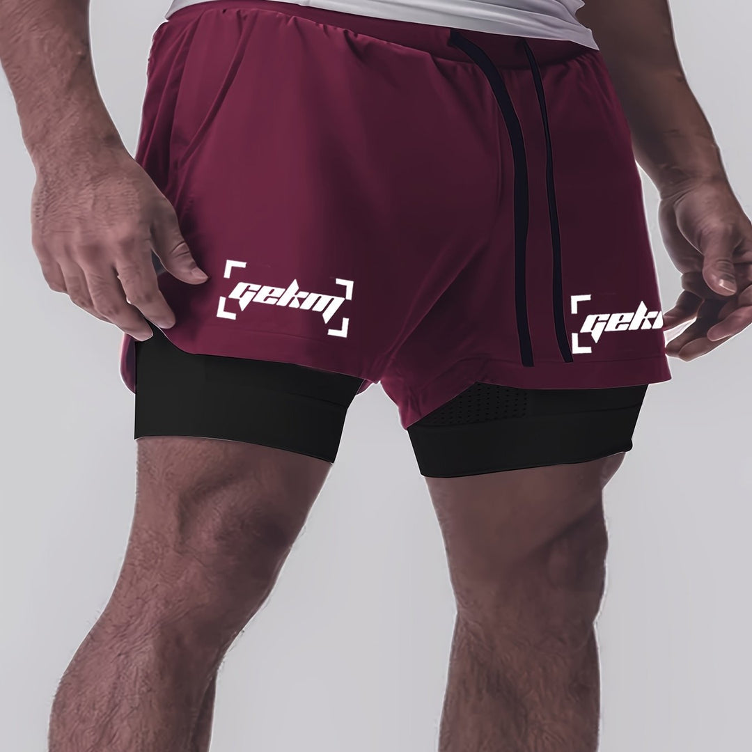 Men's Montarello 2-in-1 Sports Shorts with Compression Liner and Zipper Pocket
