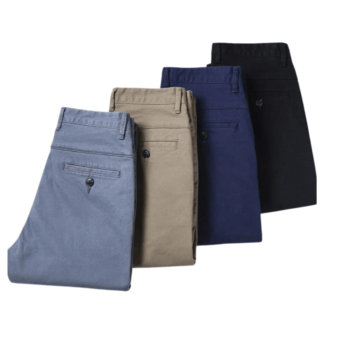 Emma & Rose Manhattan Grant™ Slim Straight Chino in beige, showing a close-up of the tailored fit and classic design.