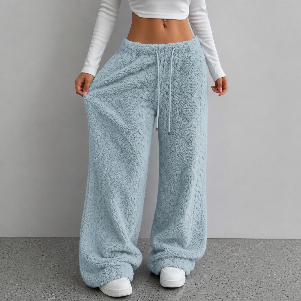 Clara Warm and Cozy Women's Fleece-Lined Pants with Wide Legs, view 4 - Elena Harper