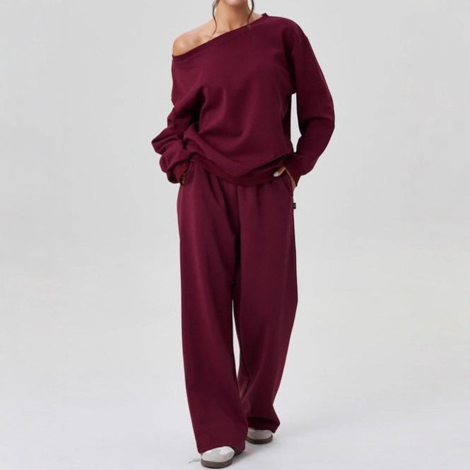 Two-Piece Casual Women's Set – Chic Sporty Style Off-Shoulder