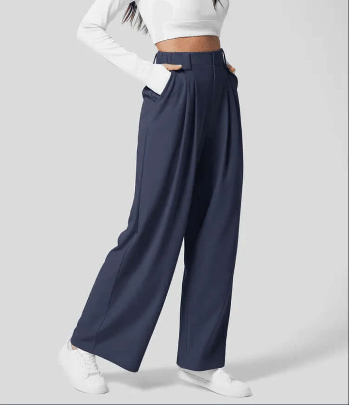 Women's Wide Leg Trousers - High Waist Tailored Fit