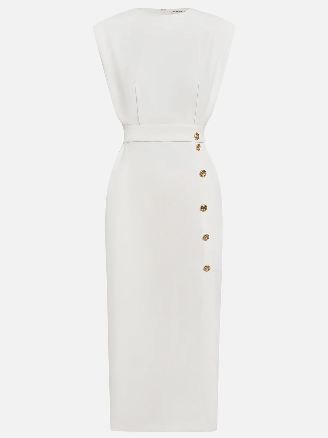 Emma | Ladies Button Detail Sleeveless Midi Dress