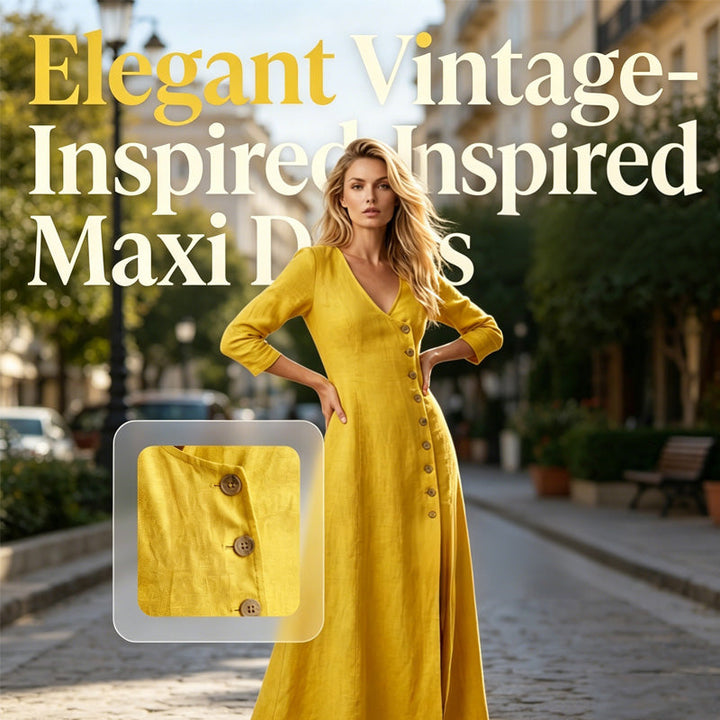 Elegant Vintage Midi Shirt Dress with Long Sleeves