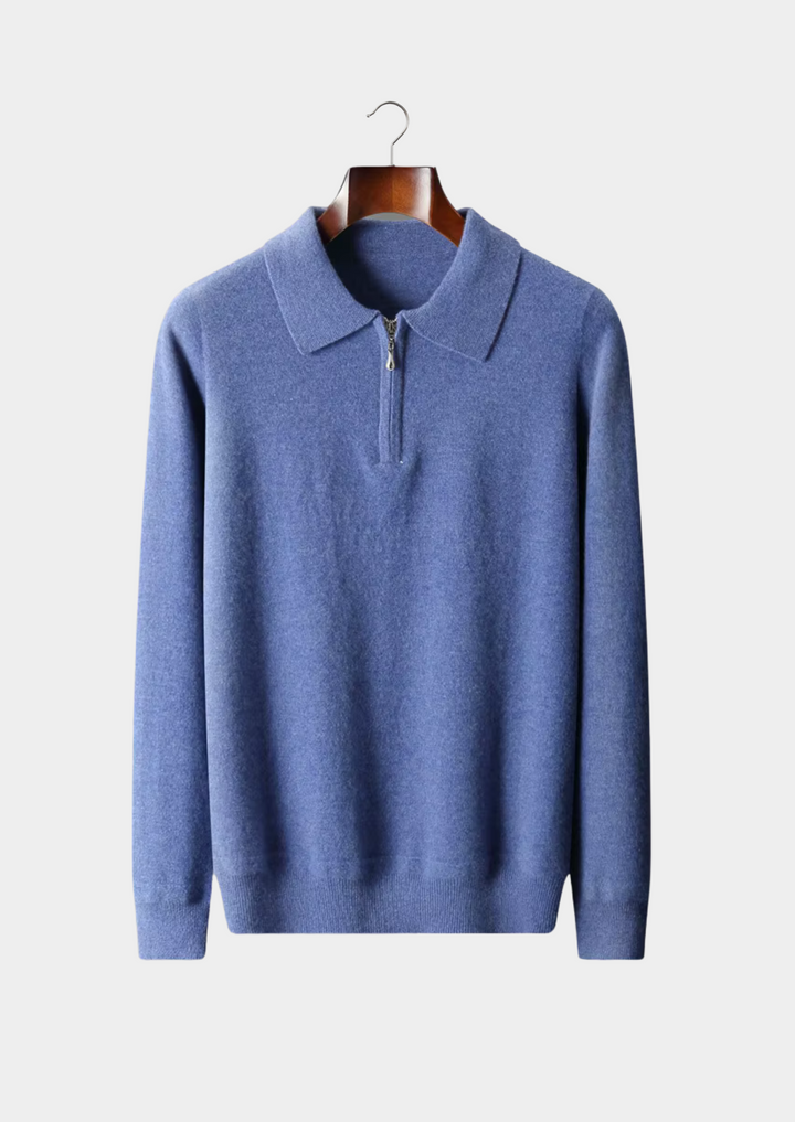 Emma & Rose wool half-zip knit polo — premium knitwear