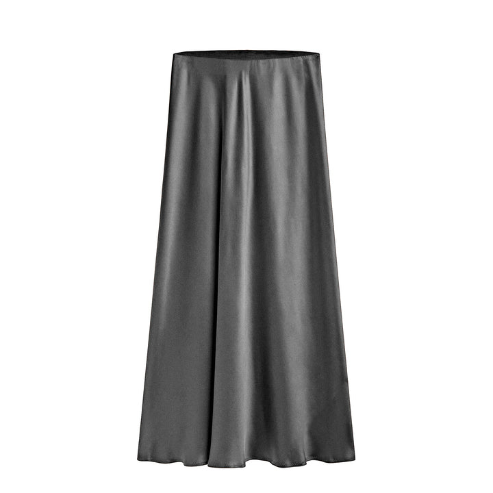 High-Waisted Midi Skirt with Asymmetrical Slit and Elastic