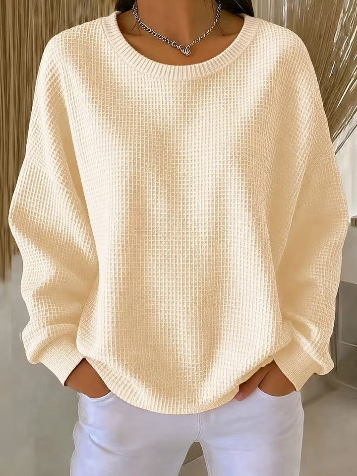 Women's Waffle Patchwork Sweatshirt - Soft and Casual