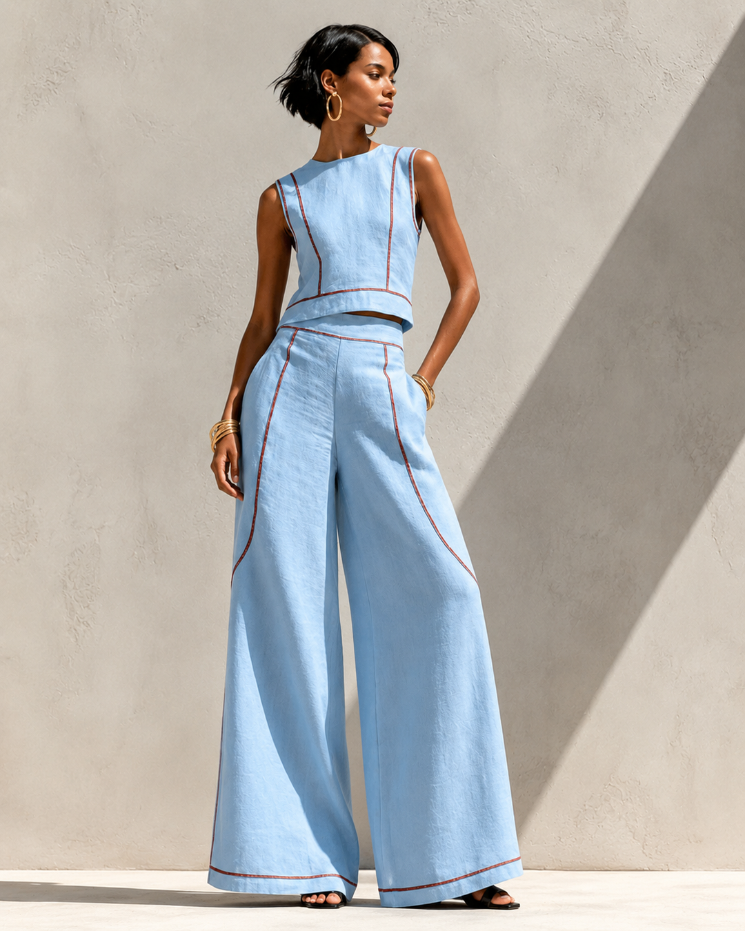 Bianca™ | Elegant White Co-ord Set with Wide Legs