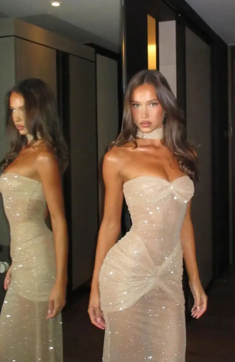 Glow Celestial Shimmer Dress, view 10 - Elena Harper