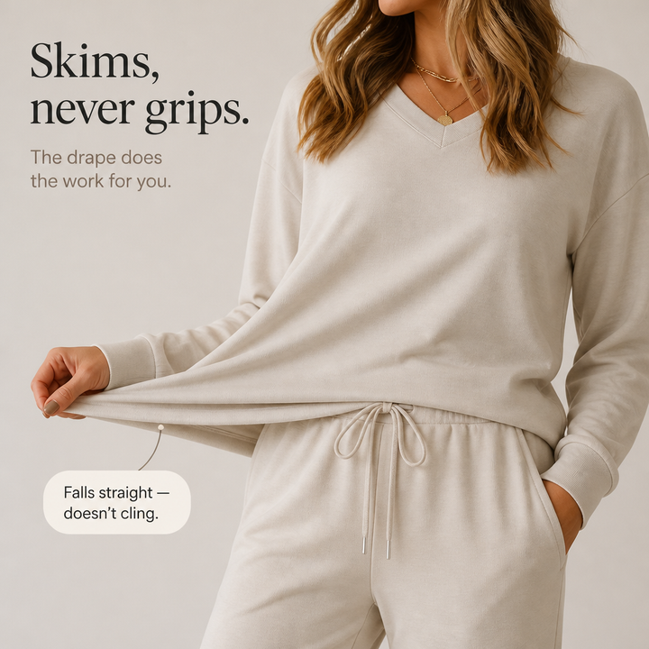 Draperie Vertical-Seam Drawstring Knit Lounge Set - Elena Harper