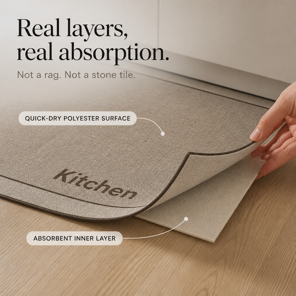 Drymatt L-Shaped Diatomite Quick-Dry Kitchen Mat - Elena Harper