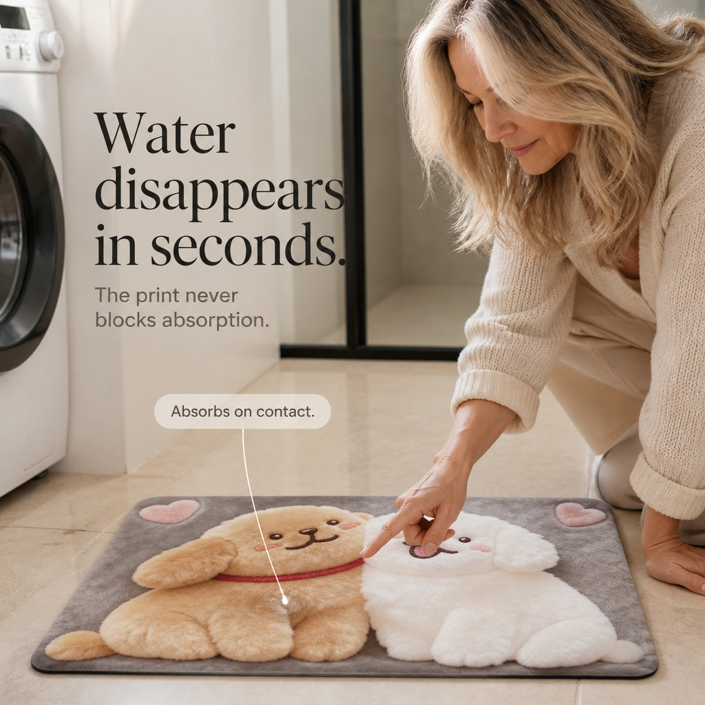 Driza Non-Slip Quick-Dry Faux Plush Floor Mat - Elena Harper