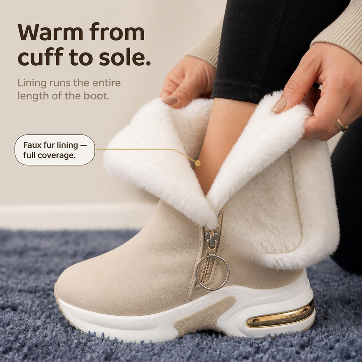CozyLift Plush-Cuff Zip-Up Ankle Boots - Elena Harper
