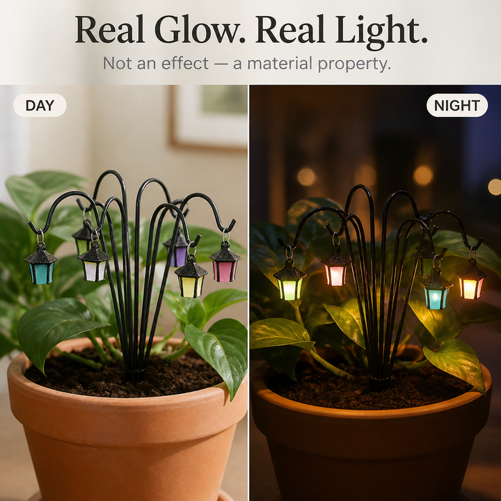 Duskwick Glow-In-The-Dark Retro Lantern Plant Stake (7 Pcs) - Elena Harper