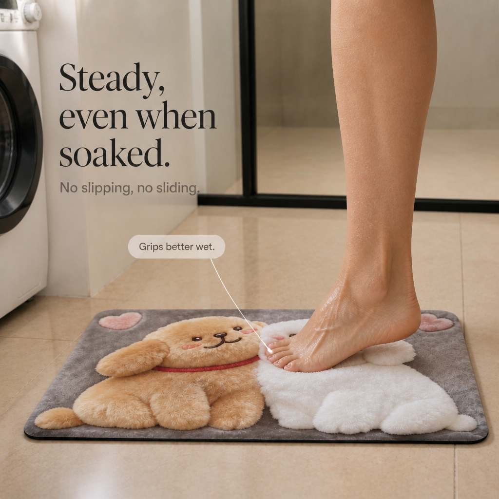 Driza Non-Slip Quick-Dry Faux Plush Floor Mat - Elena Harper
