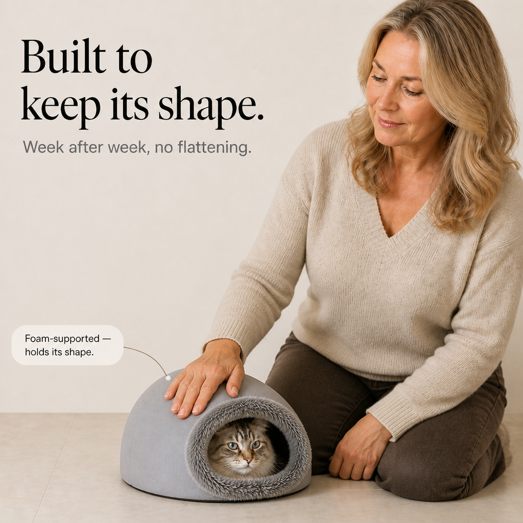 Denwarm Enclosed Foam Dome Cave Pet Bed - Elena Harper