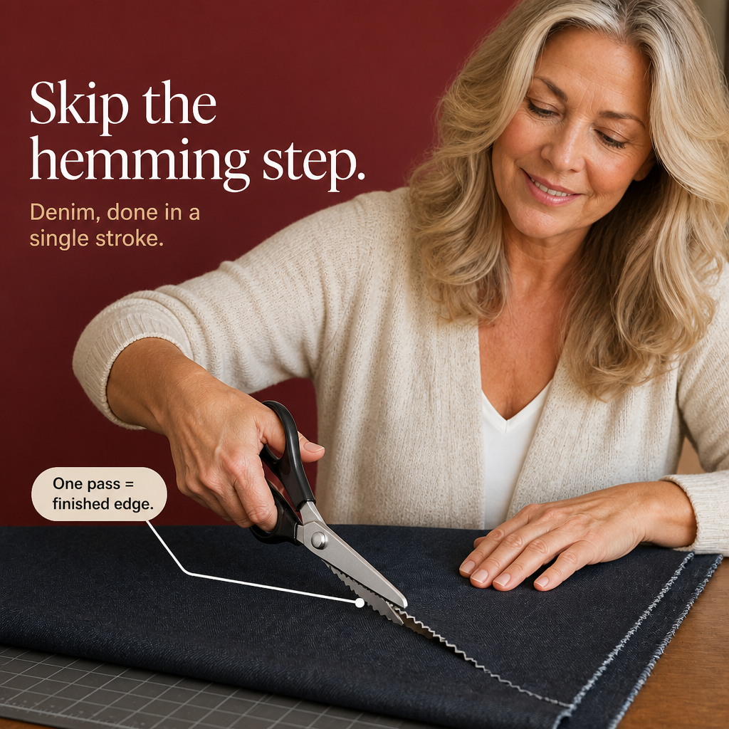 Zigzag Pinking Shears with Spring Mechanism – Sewing Scissors for Edge Finishing