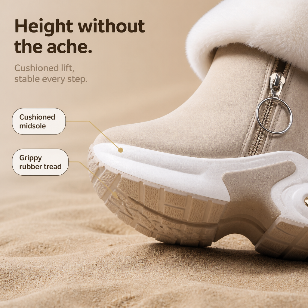 CozyLift Plush-Cuff Zip-Up Ankle Boots - Elena Harper