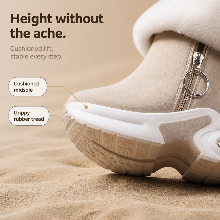 CozyLift Plush-Cuff Zip-Up Ankle Boots - Elena Harper
