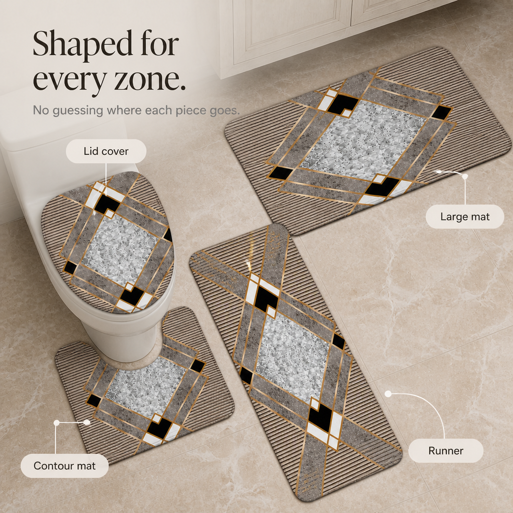 Cozyhaven Four-Piece Plush Bathroom Rug Set - Elena Harper