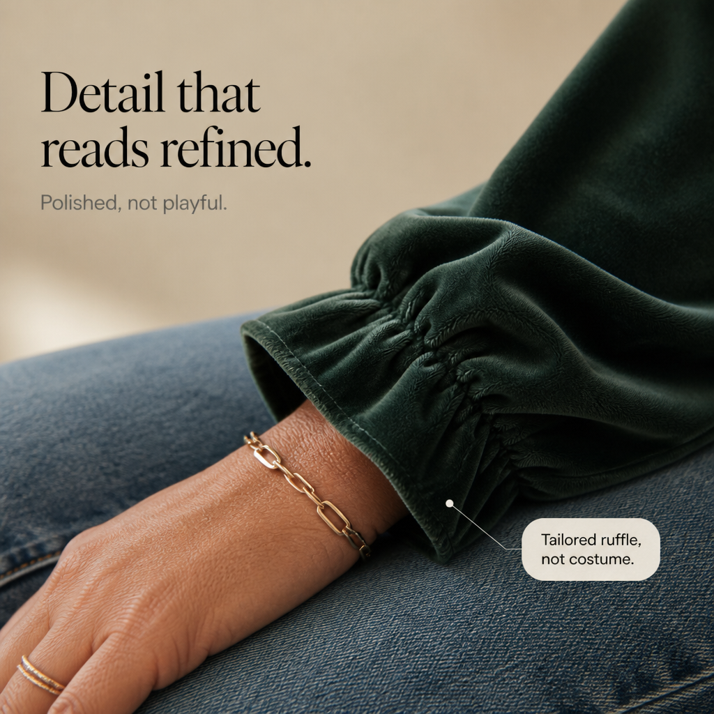Drapella Lantern Sleeve Ruffled Cuff Hoodie - Elena Harper