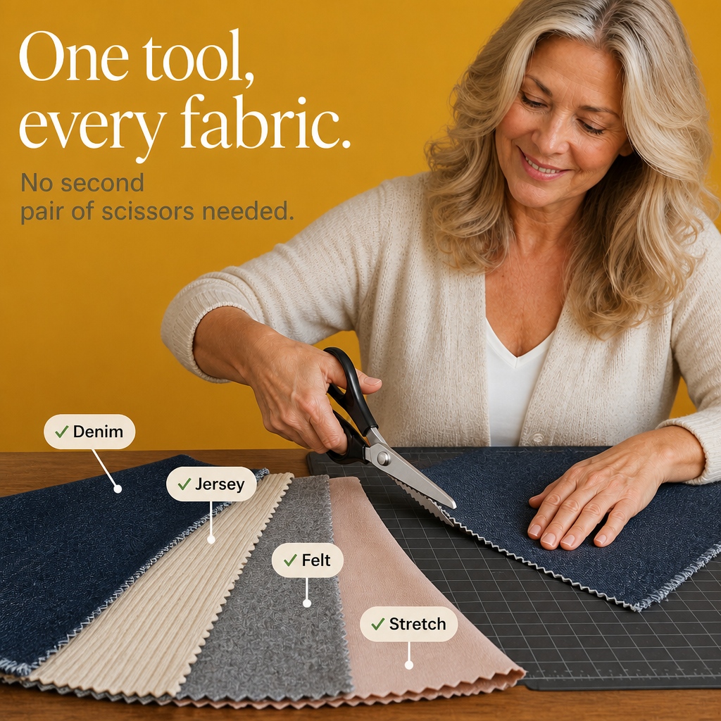 Zigzag Pinking Shears with Spring Mechanism – Sewing Scissors for Edge Finishing