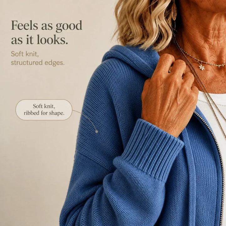 Cozyline – Zip-Front Hooded Knit Cardigan