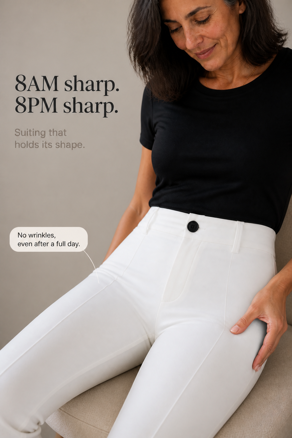 Deskshort High-Waisted Tailored Pants - Elena Harper