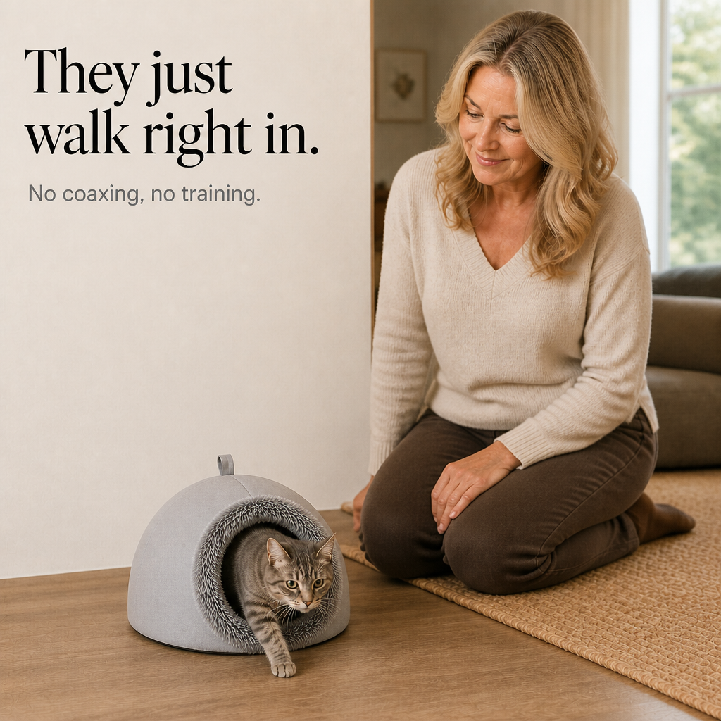 Denwarm Enclosed Foam Dome Cave Pet Bed - Elena Harper