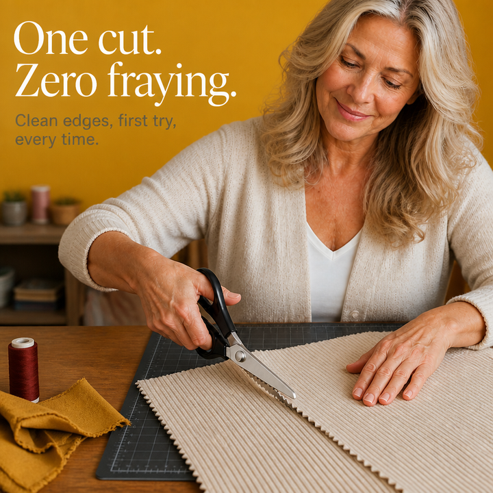 Zigzag Pinking Shears with Spring Mechanism – Sewing Scissors for Edge Finishing
