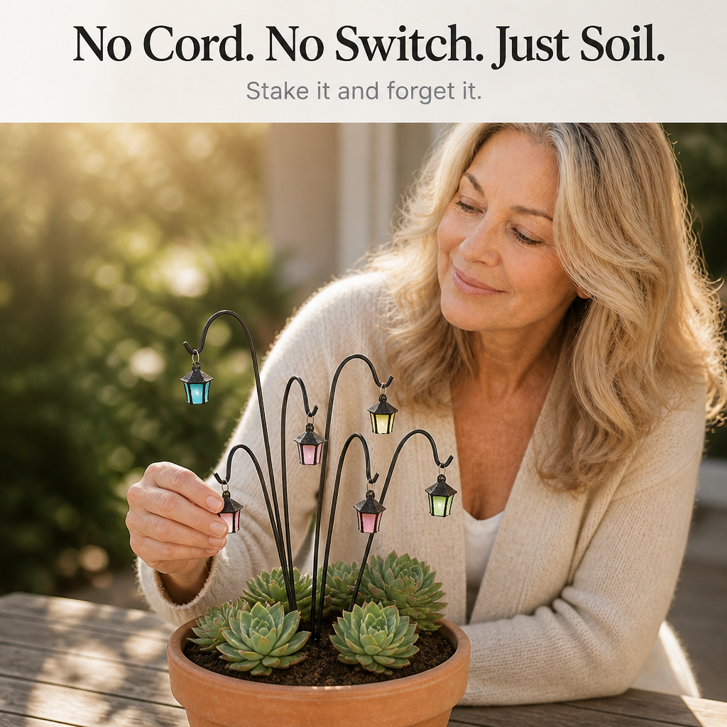 Duskwick Glow-In-The-Dark Retro Lantern Plant Stake (7 Pcs) - Elena Harper