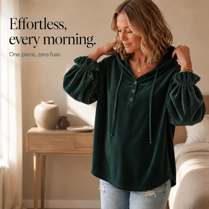 Drapella Lantern Sleeve Ruffled Cuff Hoodie - Elena Harper
