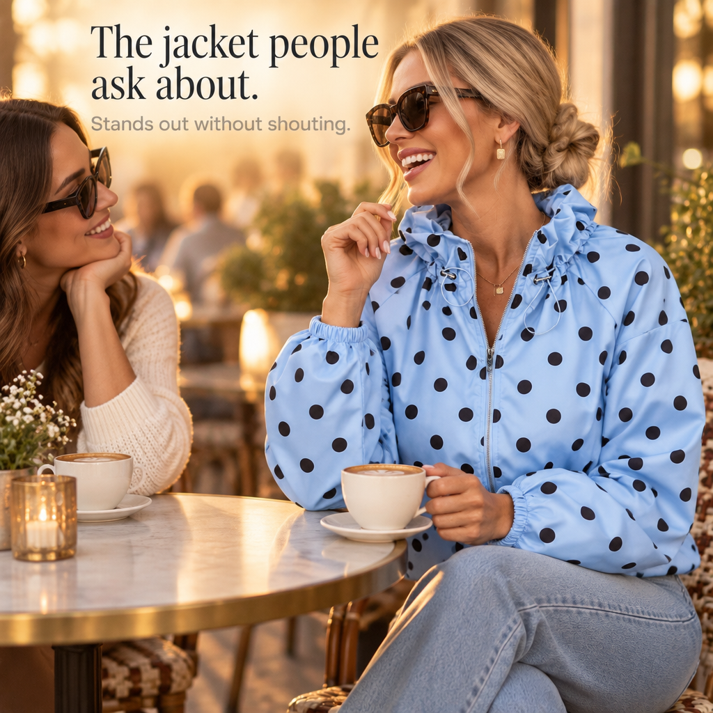 Dotswing Polka Dot Lantern Sleeve Oversized Jacket - Elena Harper