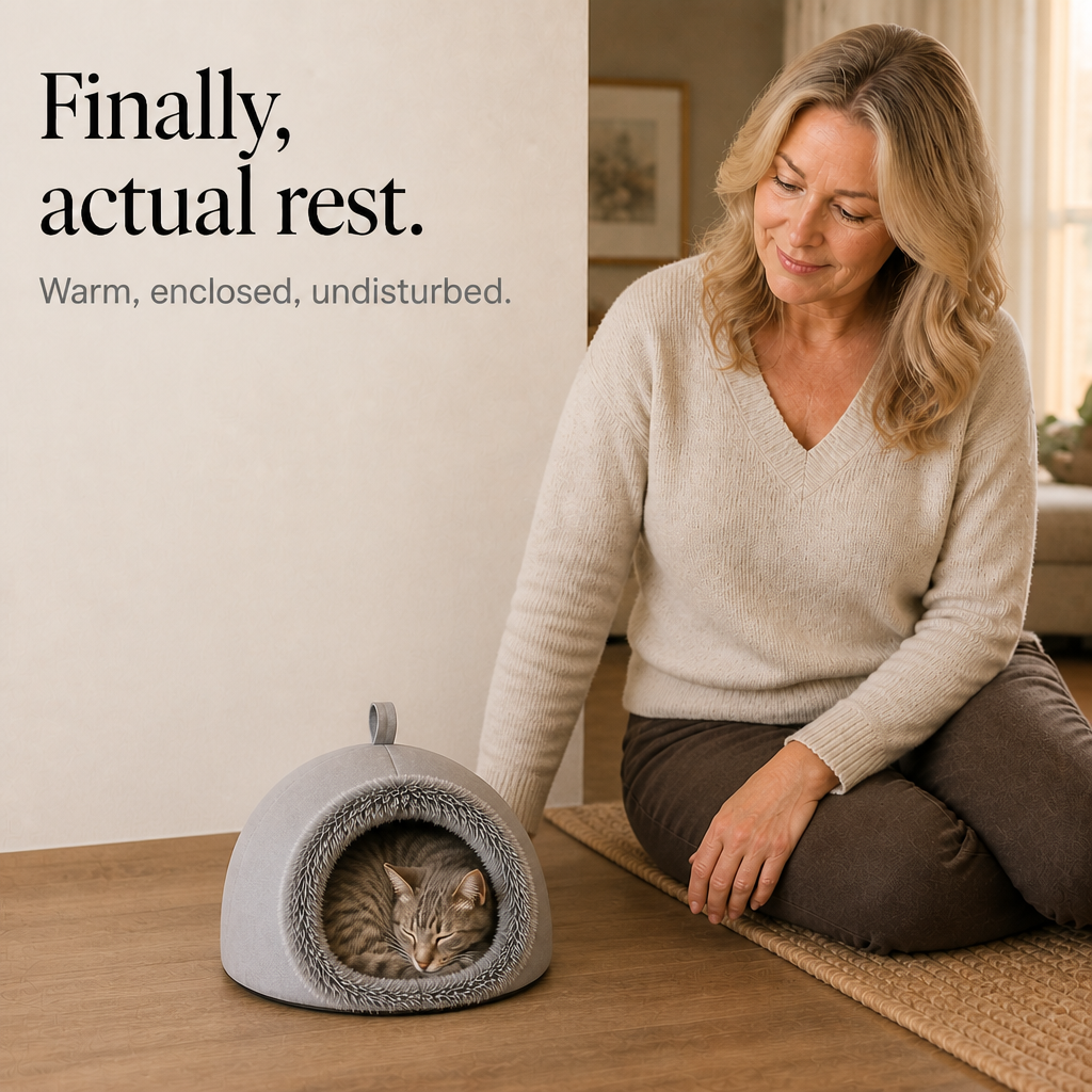 Denwarm Enclosed Foam Dome Cave Pet Bed - Elena Harper